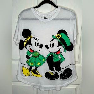NWOT Disney Mickey & Minnie St. Patrick’s Day T-Shirt Size XXL (16) White, Green